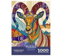 Puzzle Da 1000 Pezzi Per Adolescenti Puzzle Stained Glass Ram in Mountains Puzzle Per Adulti Gioco Pratico Ma Divertente E Umoristico Interazione Genitore-figlio 52x38cm/1000pcs