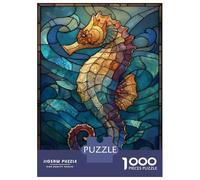 Puzzle Da 1000 Pezzi Per Adolescenti Puzzle Stained Glass Seahorse in Ocean Puzzle Per Adolescenti Giochi Rilassanti Decorazione Perfetta Regali Di Compleanno E Unici 52x38cm/1000pcs