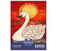 Puzzle Da 1000 Pezzi Per Adolescenti Puzzle Stained Glass Swan Sunset-3 Puzzle Per Adulti Gioco Pratico Migliora La Memoria Difficile E Stimolante 52x38cm/1000pcs
