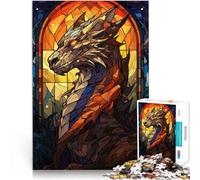 Puzzle da 1000 pezzi per adolescenti Puzzle StainedGlass Dragon Lernspiele Heimdekoration mit passendem Poster und Quizblatt38x26cm
