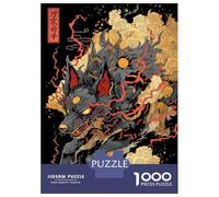 Puzzle Da 1000 Pezzi Per Adolescenti Puzzle Stylized Wolf Illustration with Japanese Elements Puzzle Per Adulti Giocattoli Antistress Sfida Difficile Per Compleanno, Natale 52x38cm/1000pcs