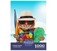 Puzzle Da 1000 Pezzi Per Adolescenti Puzzle Summer Vacation Cats Beach Puzzle Giochi Per Famiglie Decorazione Per La Casa Regali Unici Per Compleanno 70x50cm/1000pcs