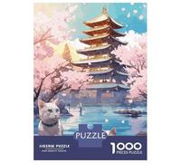 Puzzle Da 1000 Pezzi Per Adolescenti Puzzle The Moon Night Cat Japan Puzzle Per Adulti Gioco Pratico Ma Divertente E Umoristico Interazione Genitore-figlio 70x50cm/1000pcs