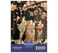 Puzzle Da 1000 Pezzi Per Adolescenti Puzzle Three Cats Under Cherry Blossoms Puzzle Per Adulti Giochi Rilassanti Che Migliorano La Memoria Regali Di Compleanno E Unici 52x38cm/1000pcs