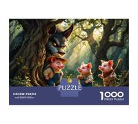 Puzzle Da 1000 Pezzi Per Adolescenti Puzzle Three Little Pigs Vs. Big Bad Wolf Puzzle Giochi Per Famiglie Corsa Di Velocità Manuale Regali Di Compleanno E Unici 52x38cm/1000pcs