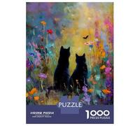 Puzzle Da 1000 Pezzi Per Adolescenti Puzzle Two Black Cats in A Flower Field Puzzle Per Adulti Giocattolo Decorazione Da Parete Antistress Compleanno E Regali 38x26cm/1000pcs