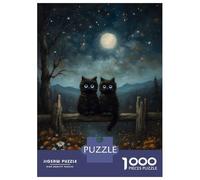 Puzzle Da 1000 Pezzi Per Adolescenti Puzzle Two Black Cats Under Moonlight Puzzle Per Adulti Giochi Rilassanti Che Migliorano La Memoria Regali Di Compleanno E Unici 70x50cm/1000pcs