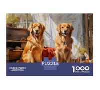Puzzle Da 1000 Pezzi Per Adolescenti Puzzle Two Golden Retrievers Puzzle Per Adulti Gioco Pratico Ma Divertente E Umoristico Interazione Genitore-figlio 38x26cm/1000pcs