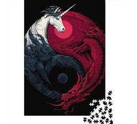 Puzzle Da 1000 Pezzi Per Adolescenti Puzzle Unicorn Vs Dragon Yin Yang Art Print Puzzle Fai Da Te Giocattoli Per Il Divertimento in Famiglia Per Compleanno, Natale 70x50cm/1000pcs