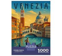Puzzle Da 1000 Pezzi Per Adolescenti Puzzle Venice Travel Poster - Romantic Gondola And Sunset Canal Puzzle Per Adulti Gioco Pratico Ma Divertente E Umoristico Interazione Genitore-figlio 70x50cm/1000