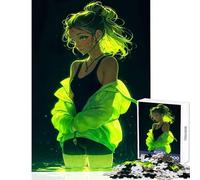 Puzzle da 1000 pezzi per adolescenti puzzle verde neon luminoso decorazione per la casa giocattoli regali di Babbo Natale segreto gioco pratico aiuta a esercitare il cervello dimensioni 50x75cm