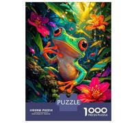 Puzzle Da 1000 Pezzi Per Adolescenti Puzzle Vibrant Red-Eyed Tree Frog in Rainforest Puzzle Giocattoli Antistress Decorazione Da Parete Per Compleanno, Natale 38x26cm/1000pcs