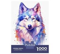 Puzzle Da 1000 Pezzi Per Adolescenti Puzzle Watercolor Husky Painting Puzzle Per Adulti Giochi Rilassanti Ma Divertenti E Umoristici È Ideale Come Regalo 52x38cm/1000pcs
