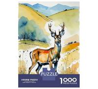 Puzzle Da 1000 Pezzi Per Adolescenti Puzzle Watercolor Roe Deer in Landscape Puzzle Per Adolescenti Giochi Rilassanti Decorazione Perfetta Regali Di Compleanno E Unici 52x38cm/1000pcs