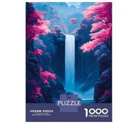 Puzzle Da 1000 Pezzi Per Adolescenti Puzzle Waterfall in A Blue Canyon Cherry Blossom Puzzle Gioco Pratico Corsa Di Velocità Manuale Offerta Come Regalo Per Tutta La Famiglia 52x38cm/1000pcs