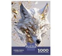 Puzzle Da 1000 Pezzi Per Adolescenti Puzzle White And Gold Wolf Portrait Puzzle Per Adulti Giocattolo Decorazione Da Parete Antistress Compleanno E Regali 70x50cm/1000pcs