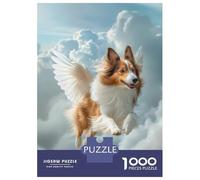 Puzzle Da 1000 Pezzi Per Adolescenti Puzzle Winged Sheltie Dog Flying in Clouds Shetland Sheepdog Pet Loss Wall Art Puzzle Giochi Per Famiglie Corsa Di Velocità Manuale Regali Di Compleanno E Unici 5