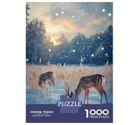 Puzzle Da 1000 Pezzi Per Adolescenti Puzzle Winter Deer in Snowy Forest Christmas Puzzle Gioco Pratico Corsa Di Velocità Manuale Offerta Come Regalo Per Tutta La Famiglia 52x38cm/1000pcs