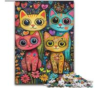 Puzzle da 1000 pezzi per adolescenti, quattro gatti, allena il tuo cervello e le tue mani, regali di compleanno unici per età 14+ (dimensioni 26x38cm)