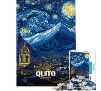 Puzzle da 1000 pezzi per adolescenti Quito Ecuador︰ Paesaggio urbano notturno stellato Puzzle per adulti Gioco rilassante Migliora la memoria per compleanno Natale (dimensioni 50x75cm)