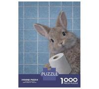 Puzzle Da 1000 Pezzi Per Adolescenti Rabbit Holding Toilet Paper Puzzle Per Adolescenti Gioco Pratico Decorazione Murale Difficile Da Completare 38x26cm/1000pcs