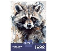 Puzzle Da 1000 Pezzi Per Adolescenti Raccoon Watercolor Puzzle Per Adolescenti Giocattoli Fai Da Te Corsa Di Velocità Manuale Regali Unici Per Compleanno E Natale 70x50cm/1000pcs