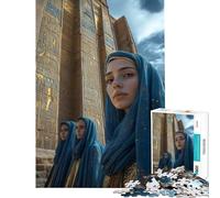 Puzzle da 1000 pezzi per adolescenti raffigurante donne egizie davanti a un tempio Puzzle per adulti gioco rilassante decorazione per la casa regalo antistress (dimensioni 38x26cm)