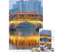 Puzzle da 1000 pezzi per adolescenti raffigurante il fiume Chengdu e la lettera B un gioco rompicapo impegnativo e antistress per compleanni e Natale (50x75cm)
