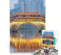 Puzzle da 1000 pezzi per adolescenti, raffigurante il fiume Chengdu e la penisola di B in Cina, giocattolo antistress, corsa di velocità manuale, per migliorare l'amore tra le coppie 38x26cm