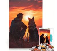 Puzzle da 1000 pezzi per adolescenti raffigurante l'amicizia tra un uomo e un cane decorazione da parete passatempo ideale per le vacanze a casa per rafforzare l'amore tra le coppie 38x26cm