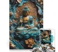 Puzzle da 1000 pezzi per adolescenti, raffigurante un Buddha zen e kintsugi, ideale per il fai da te, perfetto come decorazione, con pezzi di forma casuale completamente ad incastro, 50x75cm