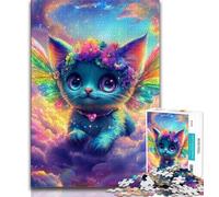 Puzzle da 1000 pezzi per adolescenti raffigurante un gatto angelo, giocattolo educativo ideale come regalo per tutta la famiglia (75x50cm)
