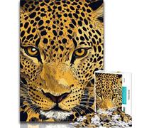 Puzzle da 1000 pezzi per adolescenti raffigurante un leopardo dorato, giocattolo educativo ideale come regalo per tutta la famiglia (38x26cm)
