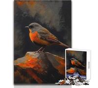 Puzzle da 1000 pezzi per adolescenti, raffigurante un pettirosso su una roccia, ideale per rilassarsi al chiuso, con taglio di precisione, dimensioni 50x75cm