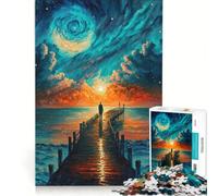 Puzzle da 1000 pezzi per adolescenti, raffigurante un ponte verso l'oceano, giocattolo fai-da-te, decorazione perfetta, con pezzi di forma casuale completamente ad incastro, 38x26cm