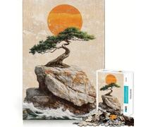 Puzzle da 1000 pezzi per adolescenti raffigurante un tradizionale albero bonsai giapponese su una roccia con bordi netti Gioco di logica cognitiva ideale per il tempo libero e come regalo di Natale