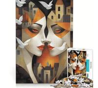 Puzzle da 1000 pezzi per adolescenti, raffigurante una bellissima donna al centro di una città, ideale per giochi rilassanti e corse a tempo, perfetto per compleanni e Natale 38x52cm