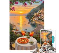 Puzzle da 1000 pezzi per adolescenti raffigurante una cena sulla costa italiana con vista al tramonto Puzzle per adulti giocattolo decorativo da parete gioco stimolante regalo (dimensioni 38x26cm)