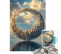 Puzzle da 1000 pezzi per adolescenti raffigurante una città a mezzaluna galleggiante sul mare Paesaggio urbano Gioco rompicapo difficile e stimolante per la decorazione della casa Adatto a persone