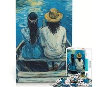 Puzzle da 1000 pezzi per adolescenti, raffigurante una coppia su una barca a remi, decorazione da parete, regalo di compleanno, per rafforzare l'amore tra le coppie 38x26cm