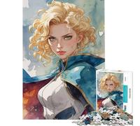 Puzzle da 1000 pezzi per adolescenti raffigurante una donna bionda con un mantello blu Puzzle per ragazzi giochi per famiglie stimolanti per la memoria ideali come regalo (dimensioni: 38x26cm)