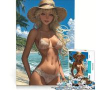 Puzzle da 1000 pezzi per adolescenti, raffigurante una donna bionda in bikini sulla spiaggia, antistress, stimolante e impegnativo, ideale come regalo di Natale o compleanno 38x26cm