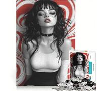 Puzzle da 1000 pezzi per adolescenti raffigurante una donna con capelli neri e sfondo rosso ideale per giochi rilassanti attività intellettuali distensive regali di compleanno e regali unici 50x75cm
