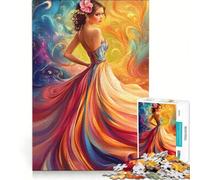 Puzzle da 1000 pezzi per adolescenti raffigurante una donna con un abito lungo decorazione da parete per divertimento in famiglia per rafforzare l'amore tra le coppie 38x52cm