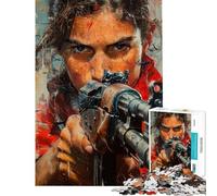 Puzzle da 1000 pezzi per adolescenti raffigurante una donna con un fucile Gioco di puzzle pratico per ragazzi con schema di assemblaggio amici e familiari (dimensioni 38x26cm)