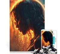 Puzzle da 1000 pezzi per adolescenti, raffigurante una donna cyberpunk con aureola, ideale per rilassarsi, stimolare la mente e creare un'atmosfera piacevole compleanni e altre