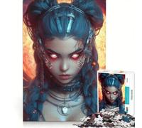 Puzzle da 1000 pezzi per adolescenti, raffigurante una donna cyberpunk con gli occhi rossi, ideale per rilassarsi, stimolare la mente e creare un'atmosfera piacevole compleanni