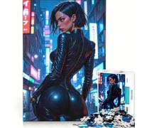 Puzzle da 1000 pezzi per adolescenti, raffigurante una donna cyberpunk in pelle nera, ideale per rilassarsi, stimolare la mente e creare un'atmosfera piacevole compleanni e altre