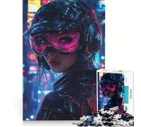 Puzzle da 1000 pezzi per adolescenti, raffigurante una donna cyberpunk sotto la pioggia Gioco rilassante, antistress intellettuale, compleanno e altre occasioni 50x75cm