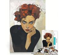 Puzzle da 1000 pezzi per adolescenti raffigurante una donna dai capelli rossi e forte in stile Egon Schiele Gioco educativo rilassante e stimolante per l'intelletto sfida unica 38x52cm